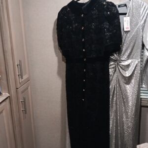 Tahari Black Lace Midi Dress